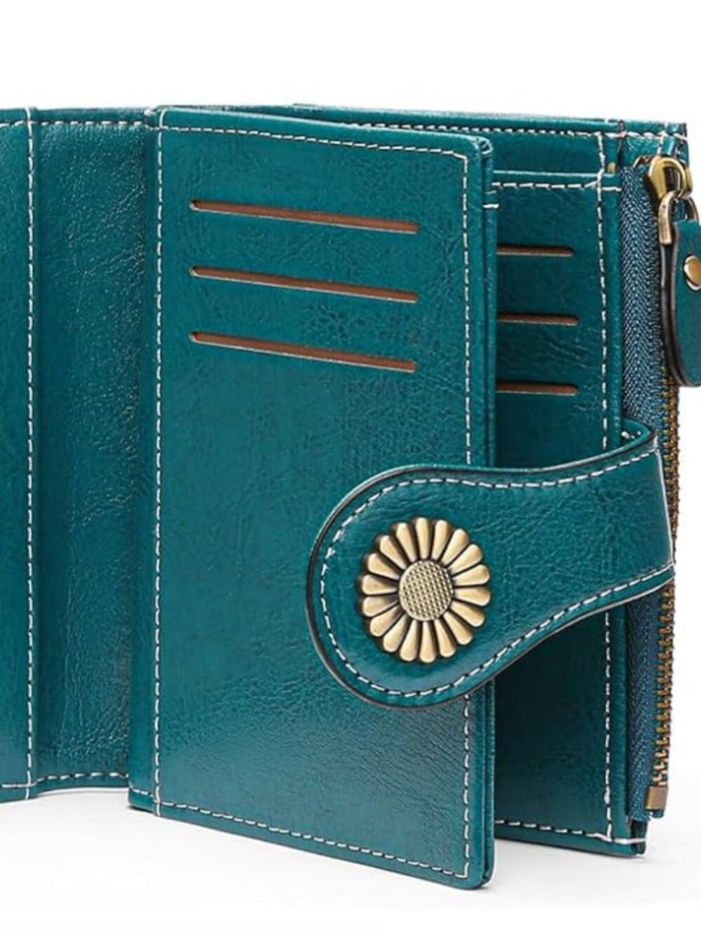 Small Women Wallet Leather Bifold Purse with ID Window - Picture 7 of 8
